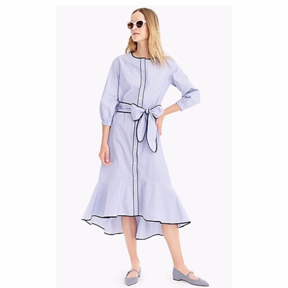 J.Crew Button-Up Blue Cotton Dress Sz 0 EUC